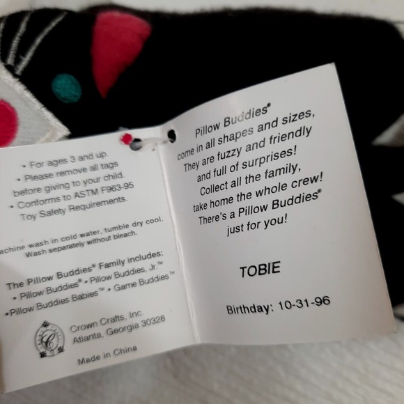 NEW Vintage Pillow Buddies Babies plush Tobie cat Kitty black white Crown Crafts - Picture 4 of 6